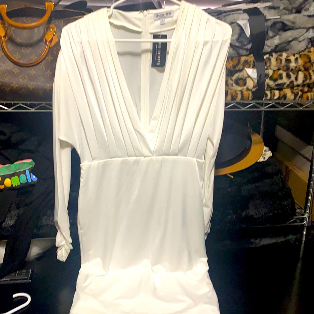 White v cut dress